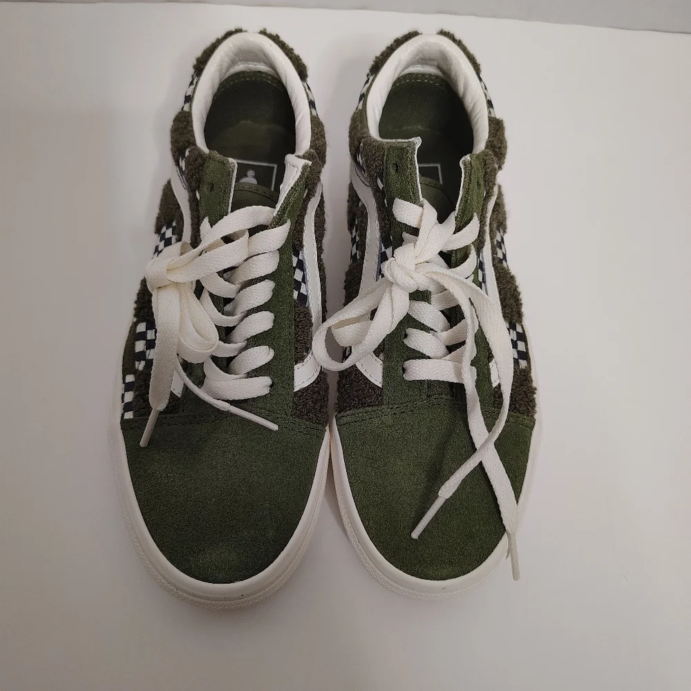 Vans Old Skool Suede Check Loden Green Skateboard Tufted Shoes Size M5/W 6.5 NEW